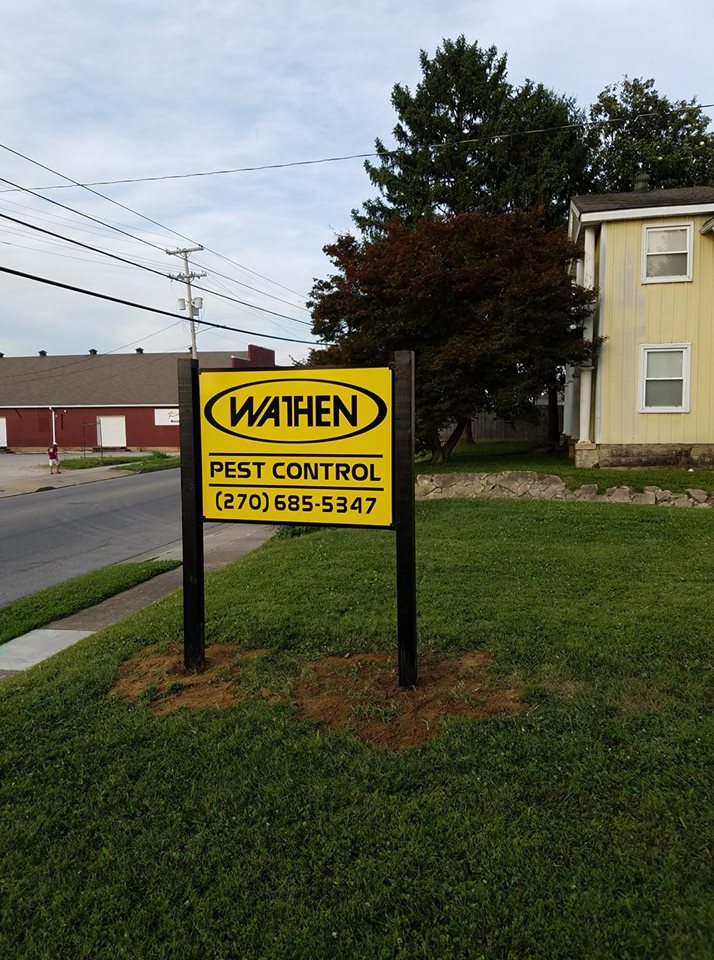 Wathen Pest Control sign outside the office